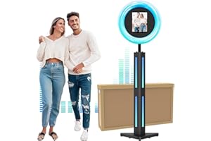 JIYANG Photo Booth Compatible with Ipad 12.9in 11in 10.9in 10.2in, Photo Booth Machine with ChackTok PhotoBooth VIP Member, Ring Light, Selfie Photo Booth for Parties,Wedding and Events