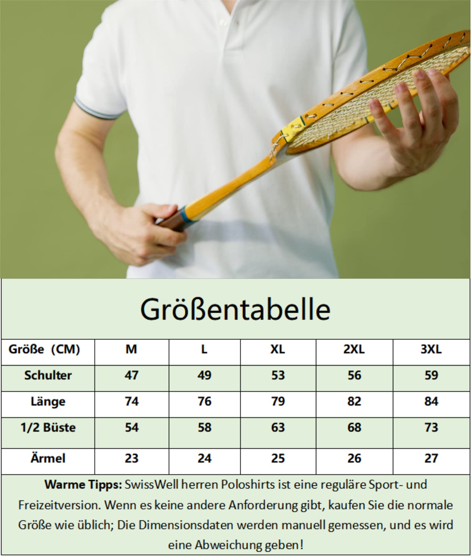 SwissWell Herren Poloshirt Kurzarm Atmungsaktiv Tennis Golf Polo Sommer Freizeit Sport Schnelltrocknend T-Shirts Regular Fit 7