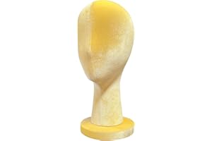 DE-LIANG Female Head Mannequin Yellow Velvet Dress Form Fully Pinnable Display Manikin Wig Stand Earring Head for Hat Wig Jewelry Clothing Fabric Model