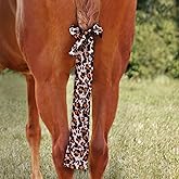 Harrison Howard Stretchy Tail Bag, Horse Tail Guard Slip on Design | 22" Length, 2 Strand Closure Straps Keep Horse's Tail Clean &amp; Protected for Shows, Makes Grooming Easy, Leopard Print