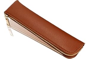Sluxa Leather pencil case, Thin soft pen bag, Small pencil case for adults,Senior leather Minimal pencil pouch with zipper.…