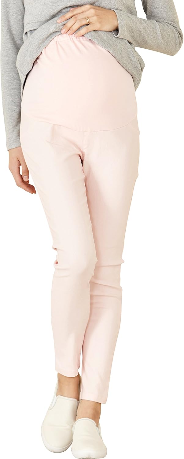 Sweet Mommy Maternity Over Bump Stretch Colored Ankle Length Skinny Pants Work Office Casual at  Women’s Clothing store