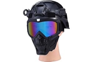 OQUQO Airsoft Tactical Helmet, Full Face Mask for Men, Paintball Helmet, NVG Mount and Side Rails, Adjustable Strap - Complete Tactical Gear for Cosplay and Movie Props