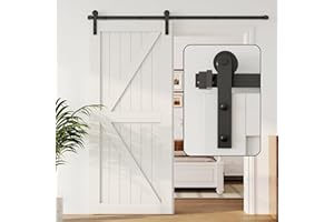 Winsoon Barn Door Hardware Kit: 6FT Sliding Door HardwareTrack Rail - Slide Smoothly & Quietly- Fit 36"" Width Single Barn Do