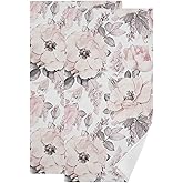 BALMYPAUS 2 Pack Watercolor Pink Grey Flower Hand Towels Soft Absorbent Vintage Blossom Rose Floral Gray Leave Bathroom Decor 14"x28" Guest Face Bath Towels,Decorative Towels for Bathroom,Kitchen,Spa