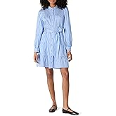 Amazon Essentials Women's Regular-Fit Cotton Sateen Tiered Shirt Dress