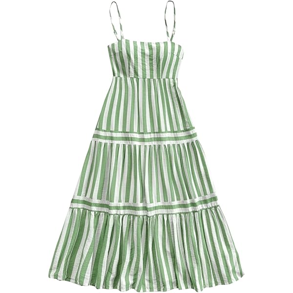 knee length dresses for ladies Zapaka Women Green Prom Dress A-Line Spaghetti Straps Printed Pleated Long Party Dress with Slit, Green / US26W main image 0
