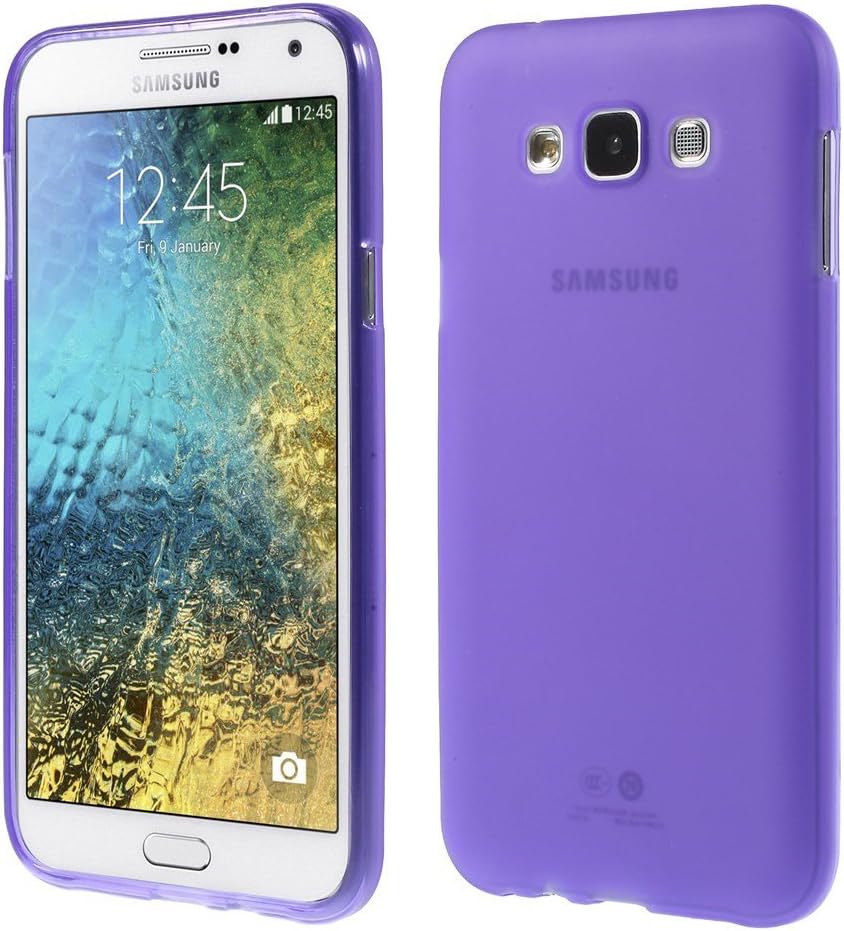 Soft Flexible Matte Semi-Transparent Gel TPU OEM Fitment Skin Case Cover by Milam Dairy Wireless® for Samsung Galaxy E7 Compatible with E7 SM-E700, SM-E700F, SM-E700F/DS, SM-E700H, SM-E700H/DD, SM-E700H/DS, SM-E700M, SM-E700M/DS (Purple)