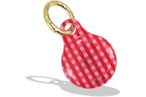 Sonix Case for Apple AirTags with Gold Carabiner | Hard Cover Protective Case Holder Keychain | Gingham Red