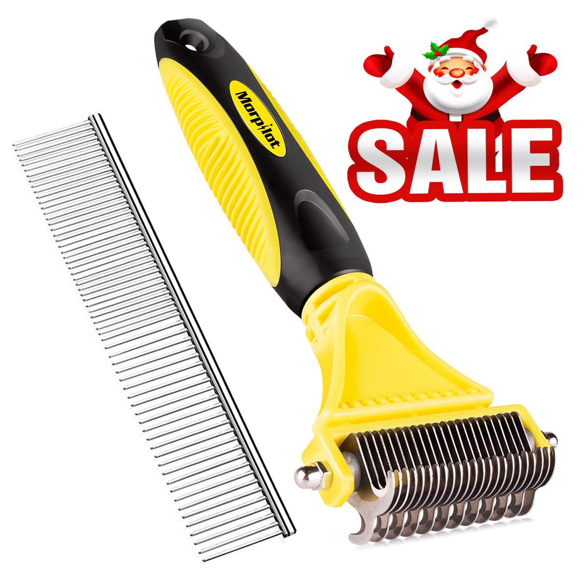 morpilot Brosse Chien/Chat, Peigne déméloir Professionnel - 2 côtés de râteau de démêlage pour Chien et Chat à Poils Longs
