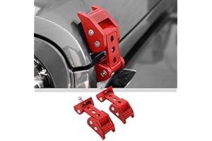 JWWY for Jeep Wrangler Hood Latches Clamp Aluminum Stainless Steel Hood Catch Fastene with Lock Kit Compatible with Jeep Wrangler JK/JKU 2007-2017, JL/JLU 2018-2025+&Gladiator JT 2020-2025+ 4xe Red A