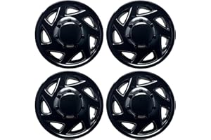 HubStar Hubcap Replacement for Ford Van 1998-2023, Gloss Black, Premium Quality Sturdy 16-inch Wheel Cover (4 Piece Set)