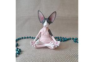MEHRLIEBEN Sphynx Cat Meditate Collectible Figurines Zen Yoga Relaxed Pose Buddha Meditation Sphynx Cat Collections Cat Statue for Home Office (Pink)