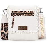Montana West Crossbody Bags for Women with Dual Compartments Western Cross Body Purse with Leopard Print Guitar Strap