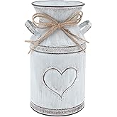 Cabilock Metal Vase Heart Shaped Vintage Watering Can Milk Jug Farmhouse Vase Rustic Floral Arrangement Planter for Decor Indoor and Outdoor Use