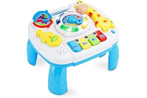 Baccow Baby Toys 6 to 12-18 Months Musical Educational Learning Activity Table Center Toys for Toddlers Infants Kids 1 2 3 Year Olds Boys Girls Gifts Size 9.7 x 8.7 x 7.1 Inches