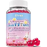 Elysx Liposomal Saffron Gummies for Kids and Adults, Pure Saffron Extract Supplements with Holy Basil, Rosemary, Magnesium Glycinate, L-Theanine, Stress Relief & Focus Support, Sugar Free, 60 Ct