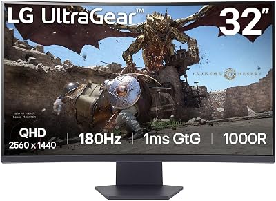 LG UltraGear 32GS60QC 32 inch QHD 180Hz 1ms FreeSync VA HDR10 DisplayPort HDMI
