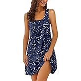 Ekouaer Nightgowns for Women Cotton Night Gown Tank Sleeveless Sleepshirt Racerback Nightdress Chemise Sleepwear S-XXXL