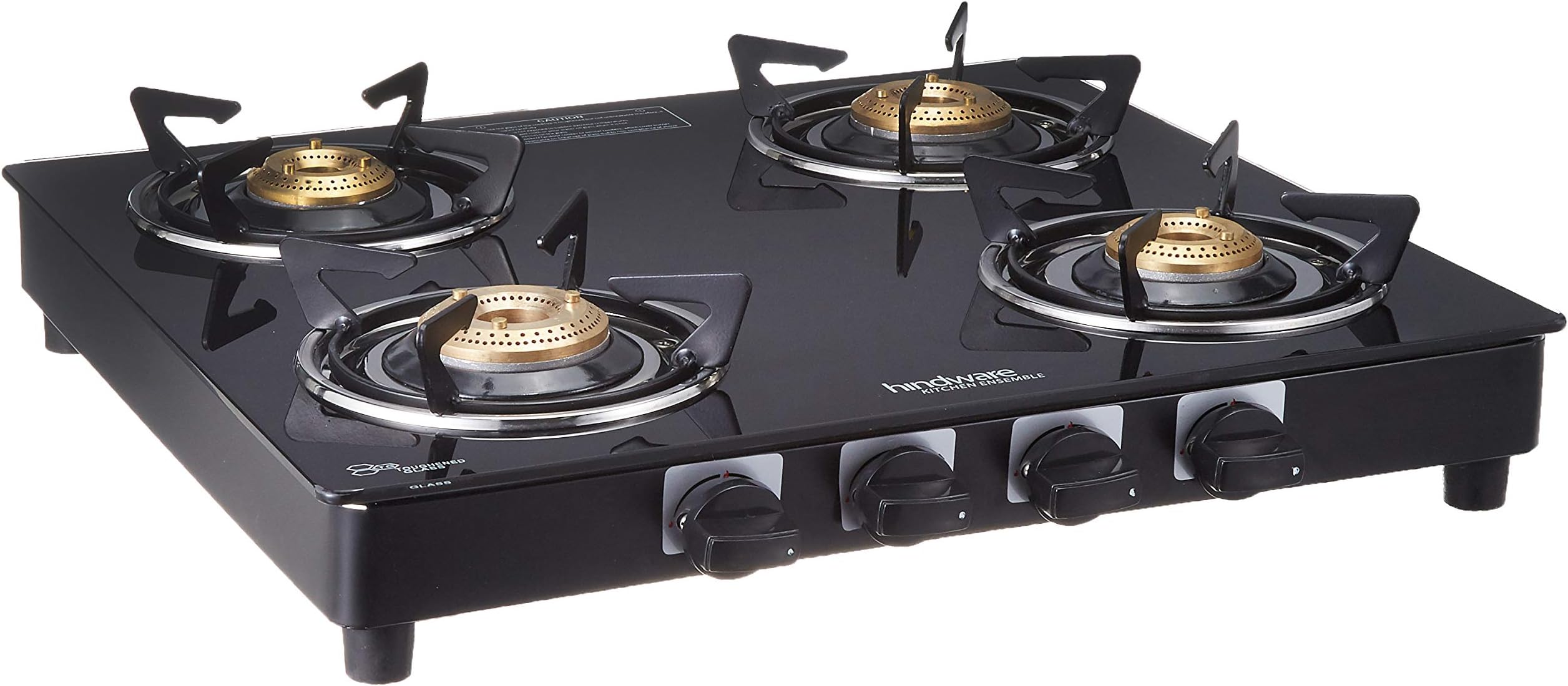 Hindware Brio 4B - 4 Brass Burner Gas Stove (Black)