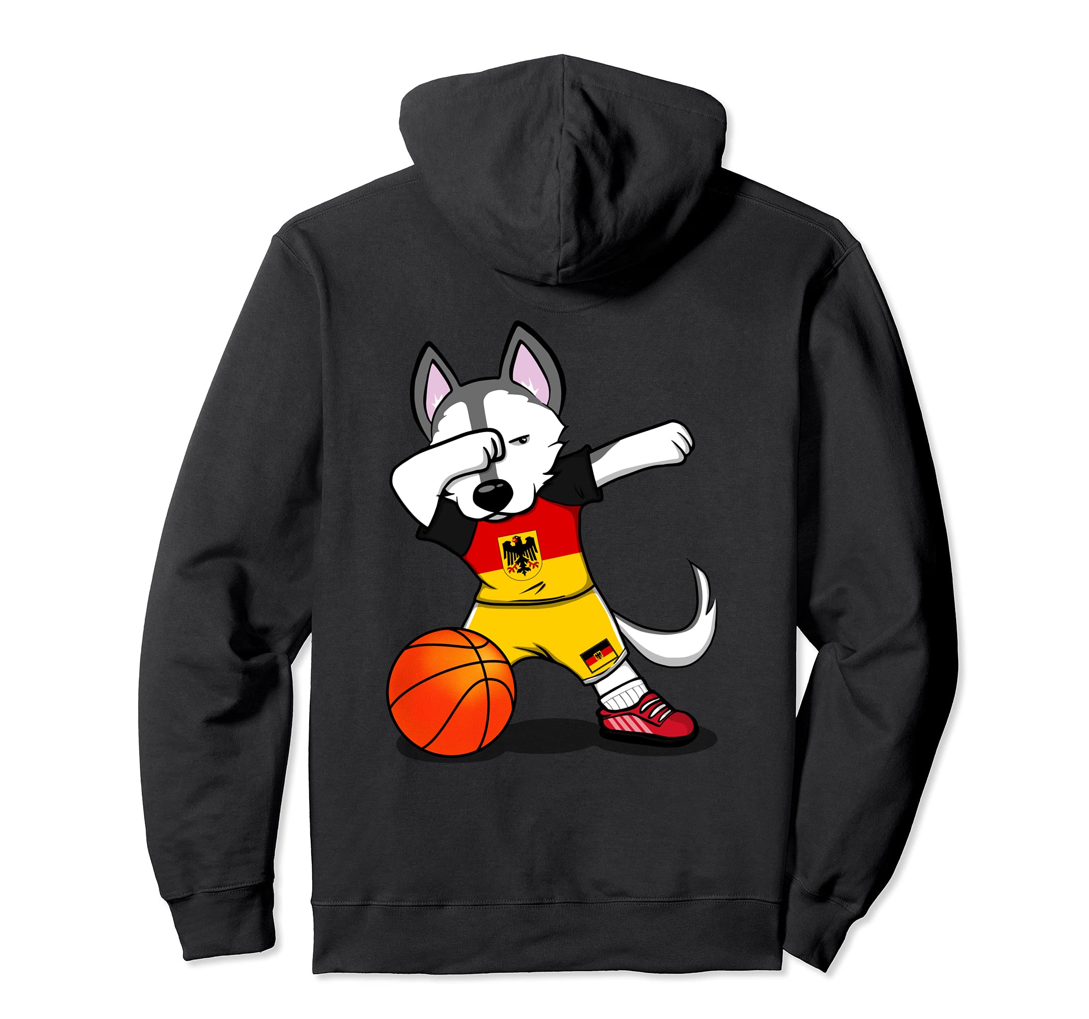 Dabbing Husky Germany Basketball Fans Jersey - German Flag Pullover Hoodie