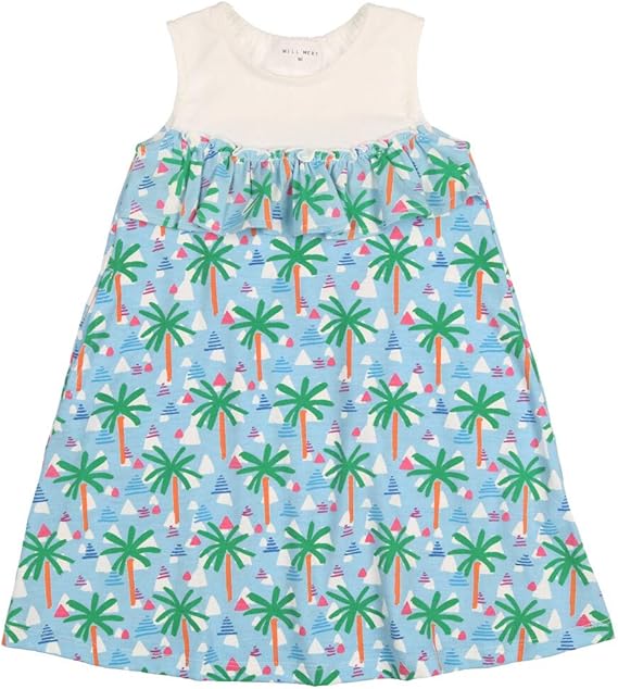 Amazon 子供服 Will Mery ウィルメリー ヤシの木柄切替ノースリーブワンピース 80cm 130cm N ワンピース チュニック 通販