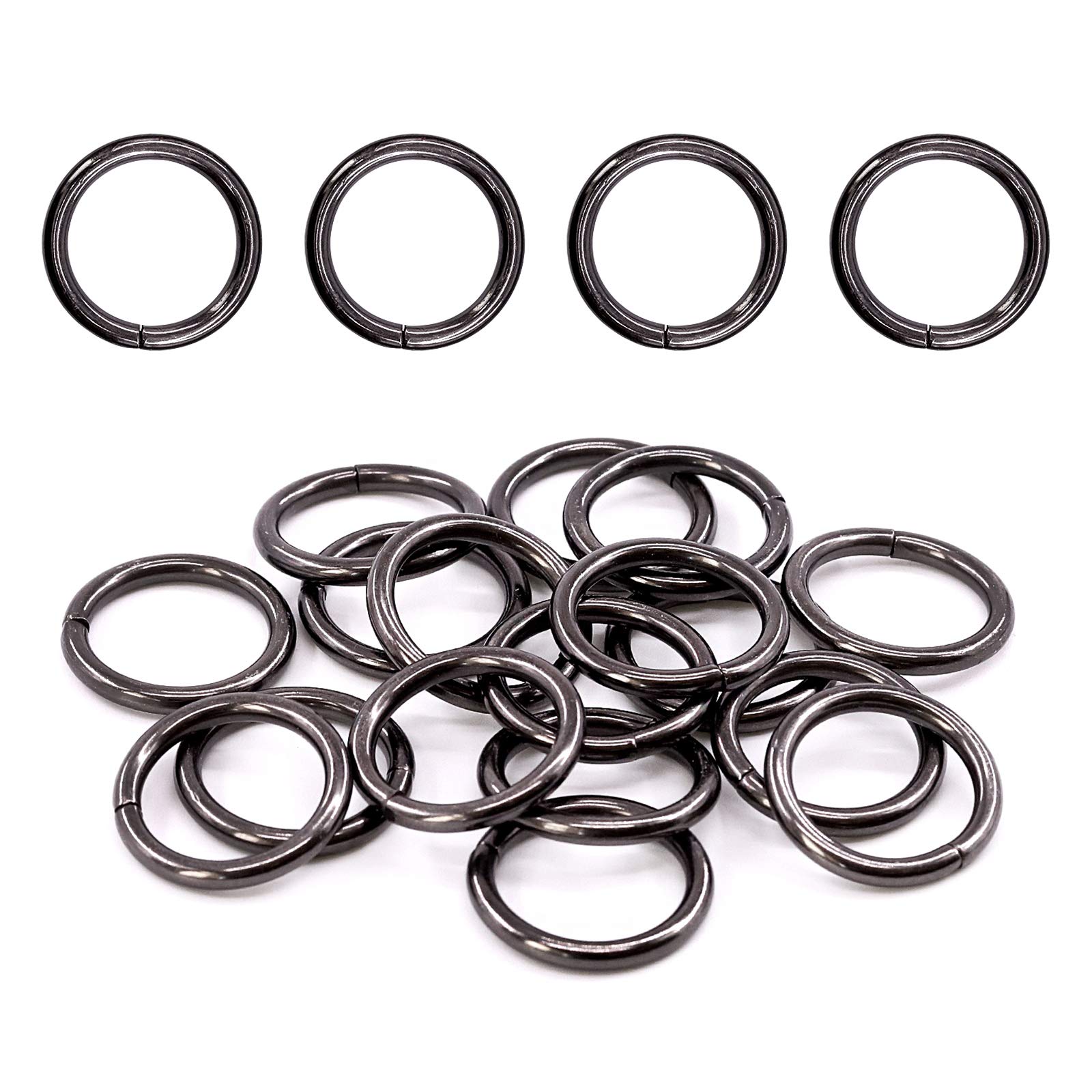 Swpeet 60Pcs Heavy Duty 3/4 Inch - 20mm Gun-Black Multi-Purpose Metal O Ring Metal Rings for Hardware Bags Ring Hand DIY Accessories Keychains Belts and Dog Leas (Gun-Black, 3/4 Inch)