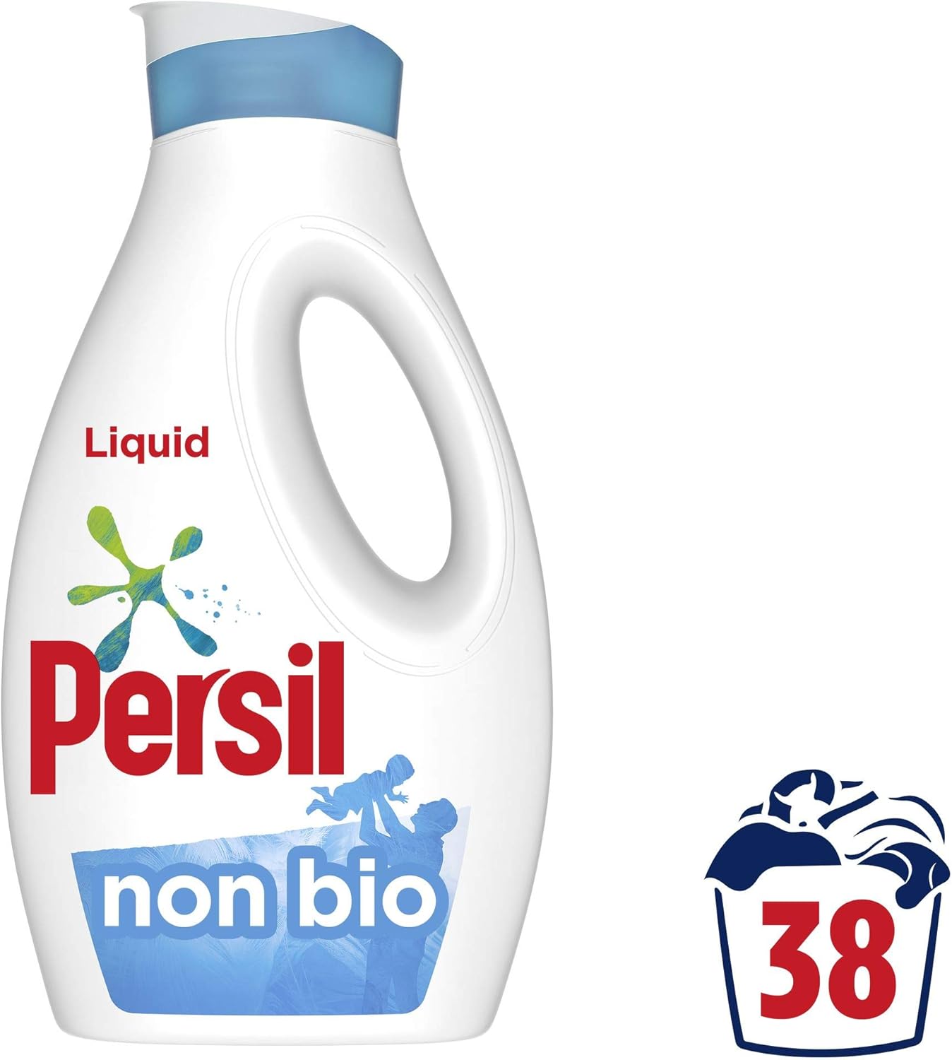 Persil Non Bio Laundry Washing Liquid Detergent 100% recyclable bottle tough on stains, gentle next to sensitive skin 38 wash 1.026 l - Image 3