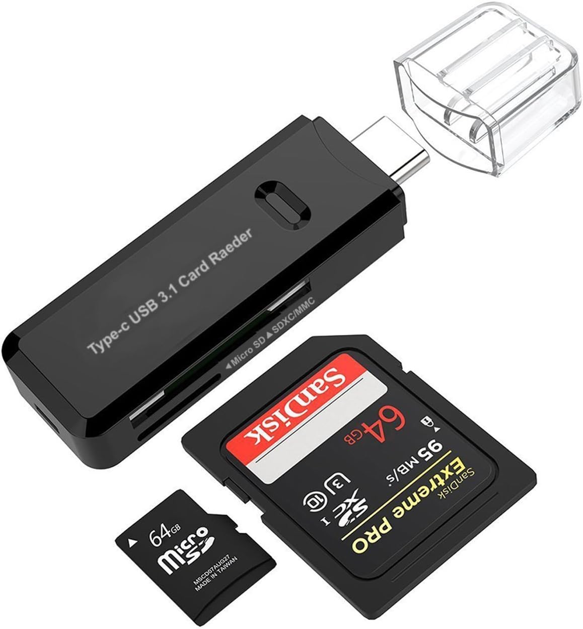 Hebrik™ USB 3.1 Super Speed Multi Function Type C Card Reader (Black)