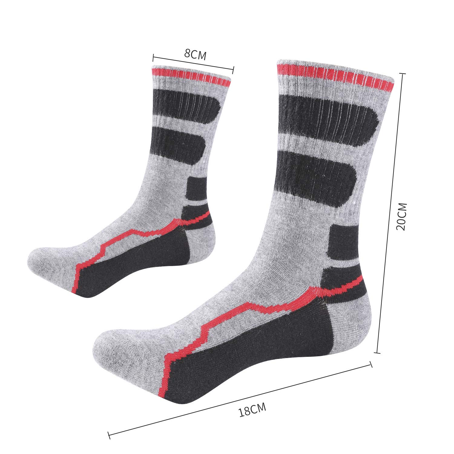 AIMKE 5 Pairs Merino Wool Sock,Athletic Socks Men Hiking Trekking Heavyweight Crew Socks Sweat-wicking and Cushioned Year-round(Style04)
