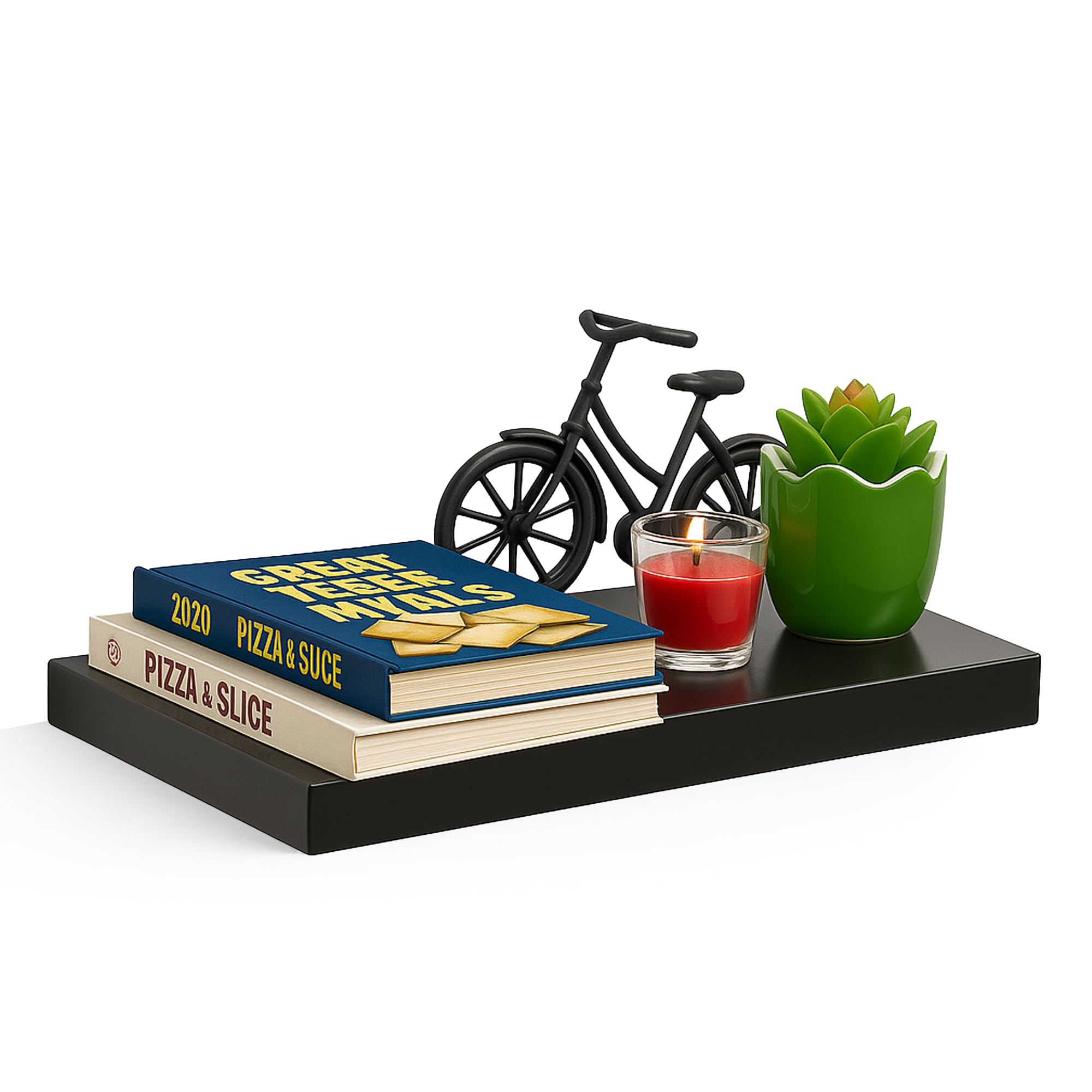iTrend High Gloss Black Floating Wall Shelf 40CM