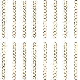 Craftdady 90Pcs Golden Twist Extender Chains 1.77-1.97 Inch Removable Chain Extension Tails for Necklace Bracelet Anklet