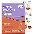 120 Sheets Printable Clear Sticker Paper for Inkjet Printer, Premium Vinyl Transparent Sticker Paper Waterproof, Dries Quickly, Vivid Colors, Tear Resistant, 8.5x11" Labels Great for Cutting Machines