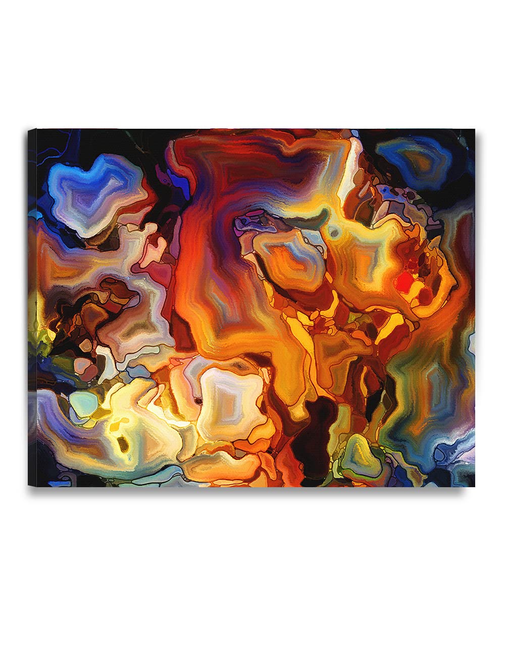 Photo 1 of DECORARTS - Abstract Stained Glass Style Wall Art, Giclee Print on Canvas, Modern Colorful Artwork for Living Room or Office Decor, 40" x 32", Ready to Hang, Made in USA