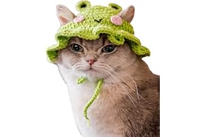 QWINEE Cartoon Design Knit Cute Dog Hat Soft Cat Hat Rabbit Hat Halloween Christmas Party Costume Head Wear Accessories for Puppy Cat Kitten Small Dogs Small Animals Green and Pink Medium