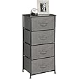 mDesign Tall Dresser Storage Tower Stand with 4 Removable Fabric Drawers - Steel Frame, Wood Top Organizer for Bedroom, Entryway, Closet - Lido Collection - Charcoal Gray