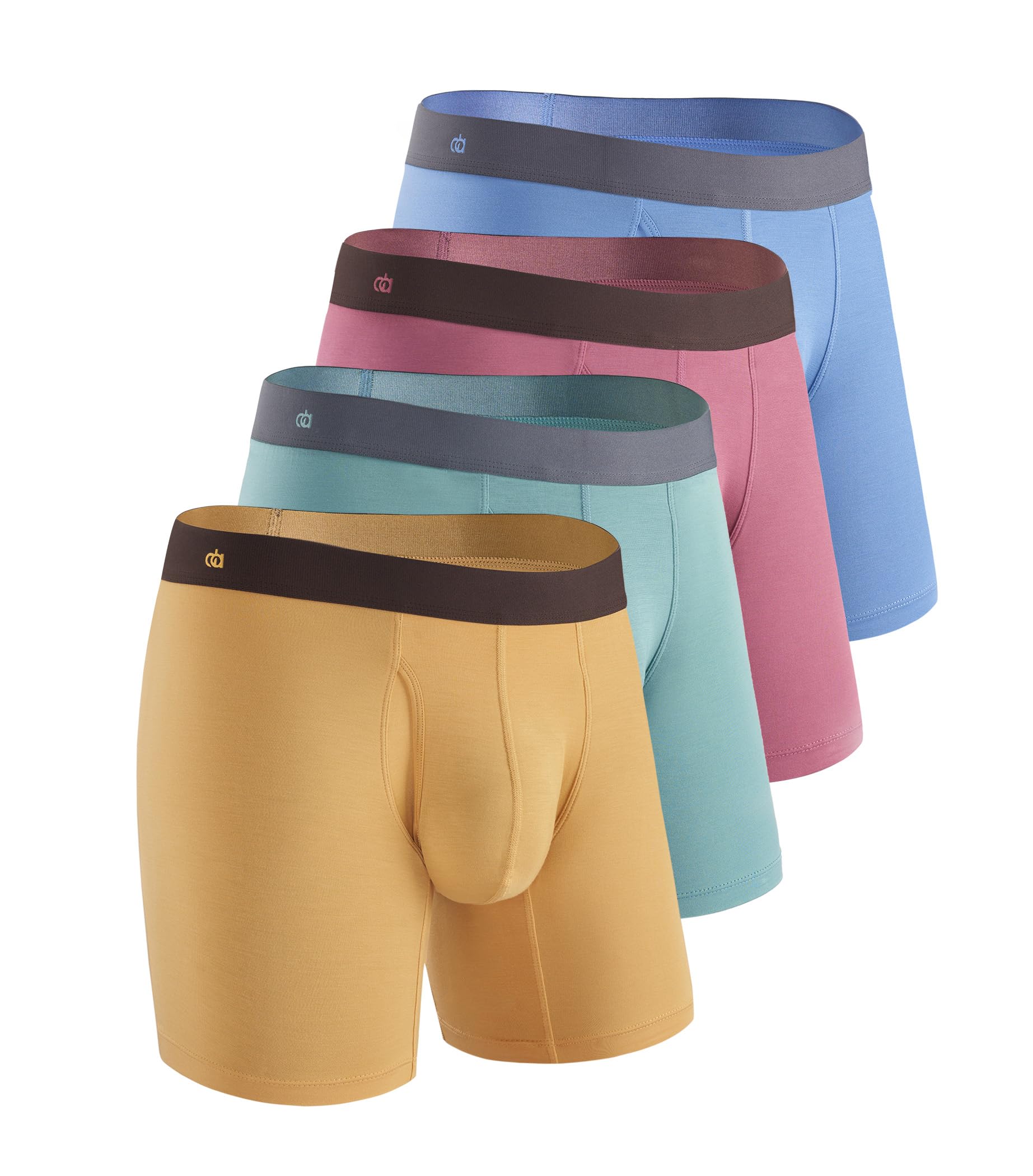 Photo 1 of DAVID ARCHY Mens Boxer Briefs Rayon Made From Bamboo Breathable Soft Underwear Support Pouch Underwear for Men 4 Pack?L?Blue/Green/Maroon/Yellow?