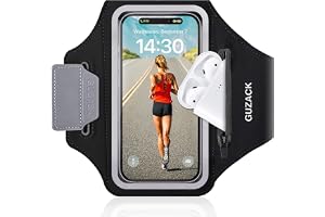 GUZACK Running Phone Holder with Zipper Pouch, Running Armband for iPhone 17/16/15/14/13/12/11 Pro Max/Plus, Galaxy S25/S24/S23/S22, Cell Phone Arm Holder with Card Slot - Size S