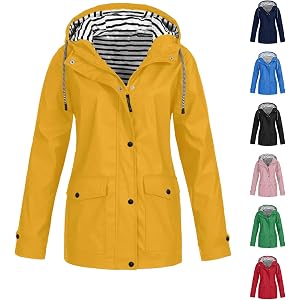 Rain Jacket Women Waterproof Active Outdoor Raincoat With Hood Plus Size Summer Fall Raincoats Windbreaker Hiking Travel