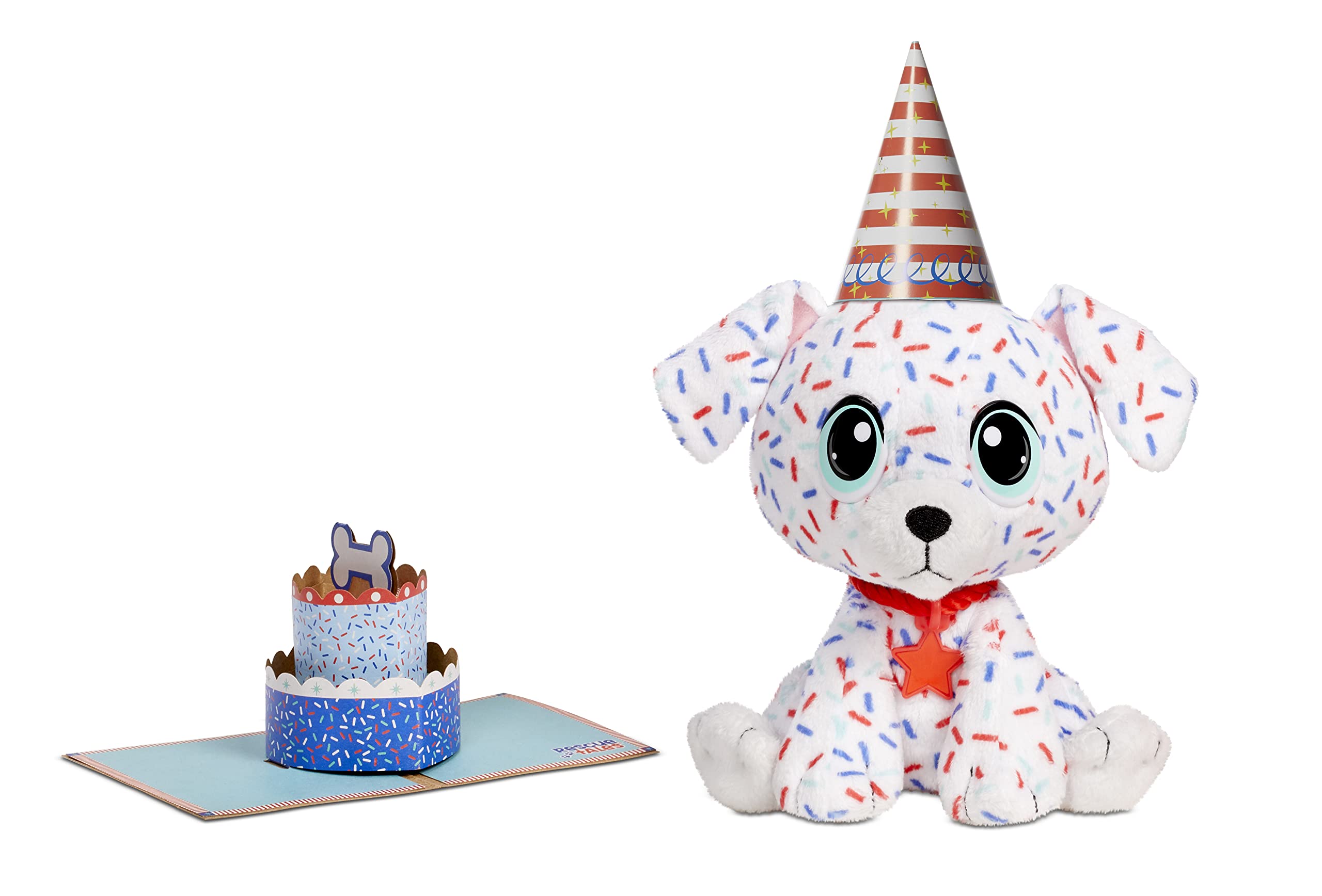 little tikes Rescue Tales Present Surprise Plush - Dalmation - Self-Entertaining Pet Dog Toy - Collectable - With Collar, Party Hat, & More - Great Gift For Kids Ages 3+
