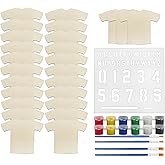 Attatoy Sports Kids’ Wooden Craft Kit (Party-Pack); Sport Jersey Decorating Art Painting Set w/ 25 Sports Shirt Cutouts