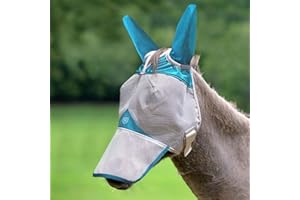 Harrison Howard Mule Donkey Fly Mask Full Face Protection with Nose Cover Sky Blue L