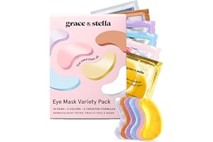 grace & stella Under Eye Mask Variety Pack - 18 Pairs of Under Eye Patches for Puffy Eyes - With 6 Colors (3 Pairs/Color) - V