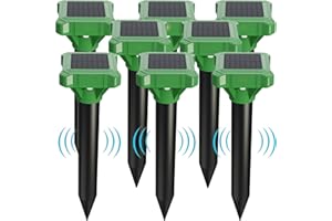 X-OCTENOL Solar Powered Mole Repeller Outdoor Vole Deterrent Gopher Repellent with Pulse Wave Waterproof Groundhog Control Device for Lawn Patio and Garden (8)