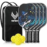 Pickleball Paddles Set of 2/4, USAPA Approved Carbon Fiber Surface Pickle Ball Set - 14mm PP Honeycomb Core of Lightweight Pickleball Rackets -Suitable for Beginners' Training and Game（Blue）