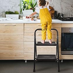 Wiberwi 2 Step Ladder Folding Step Stool for Adults