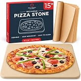 Large Pizza Stone for Oven and Grill &ndash; 15 x 12 inch Rectangular Pizza Stone | Even Heating for Perfect Crispy Crusts! Comes with Parchment Paper, Crack Resistant and Easy to Clean
