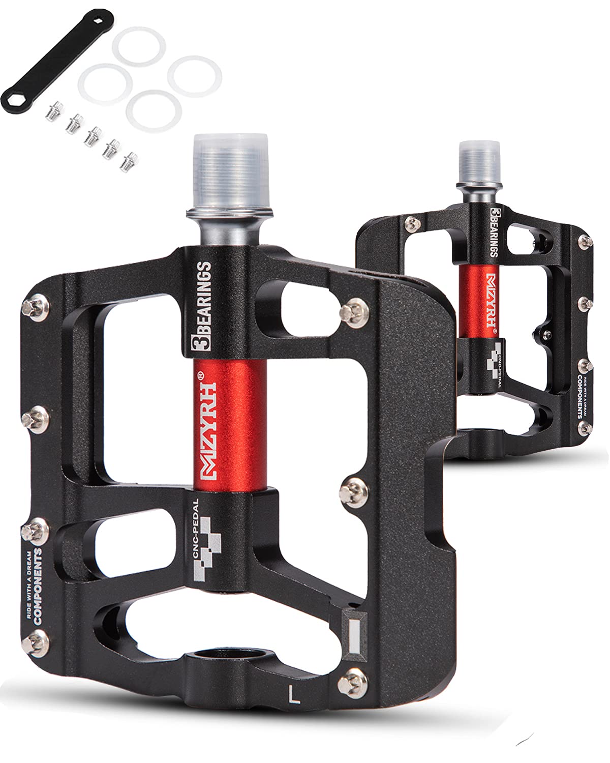 JOYTUTUS MTB Bike Pedals with 3 Bearings Sealed Road Bike Pedals Cycling Platform Mountain Bike Pedals CNC Aluminum Alloy Ultralight Non-slip Racing Pedals for Road BMX Bike