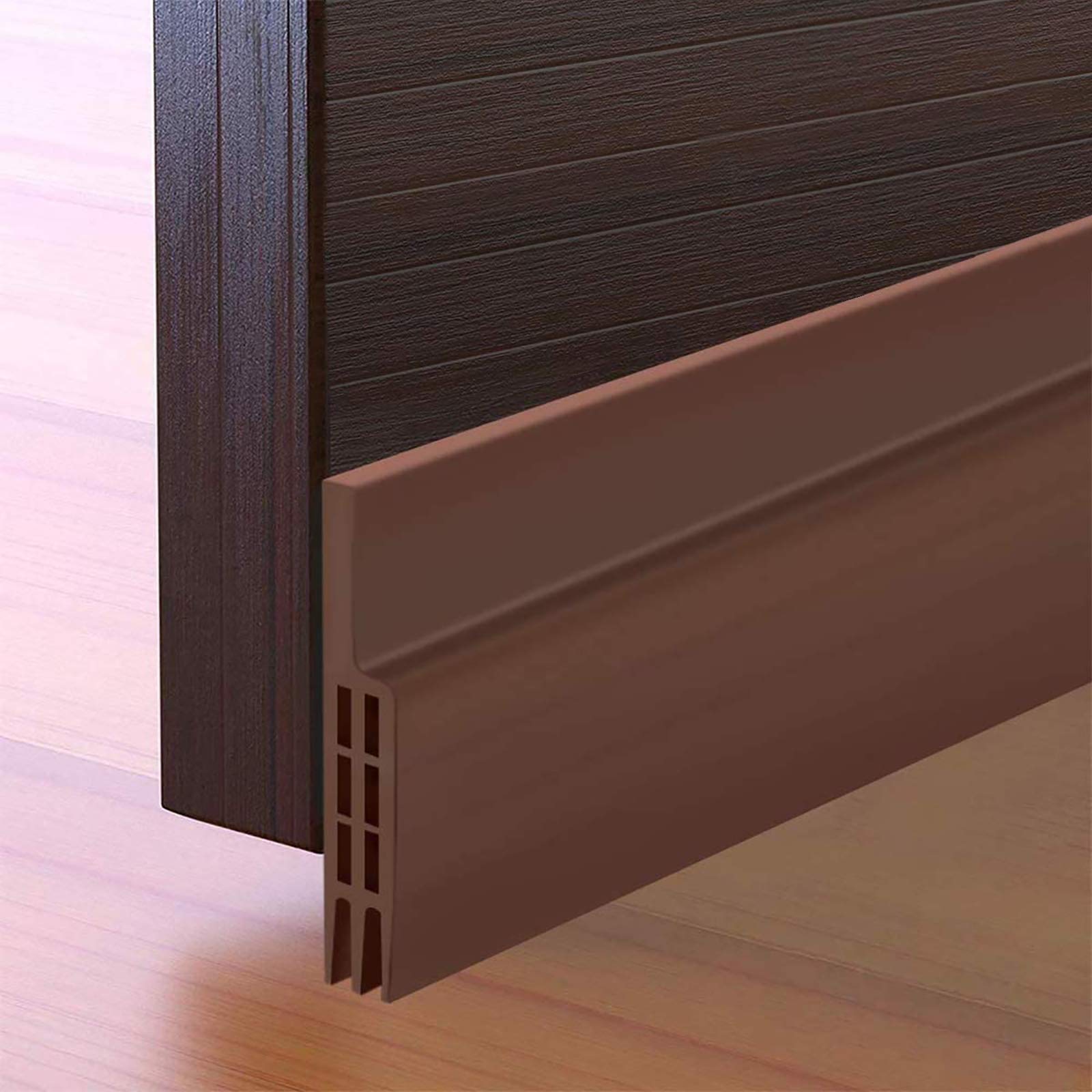 Photo 1 of Suptikes Door Draft Stopper Under Door Seal for Exterior/Interior Doors, Door Sweep, Soundproof Door Bottom Weather Stripping, 2 Inch W x 39 Inch L, Brown