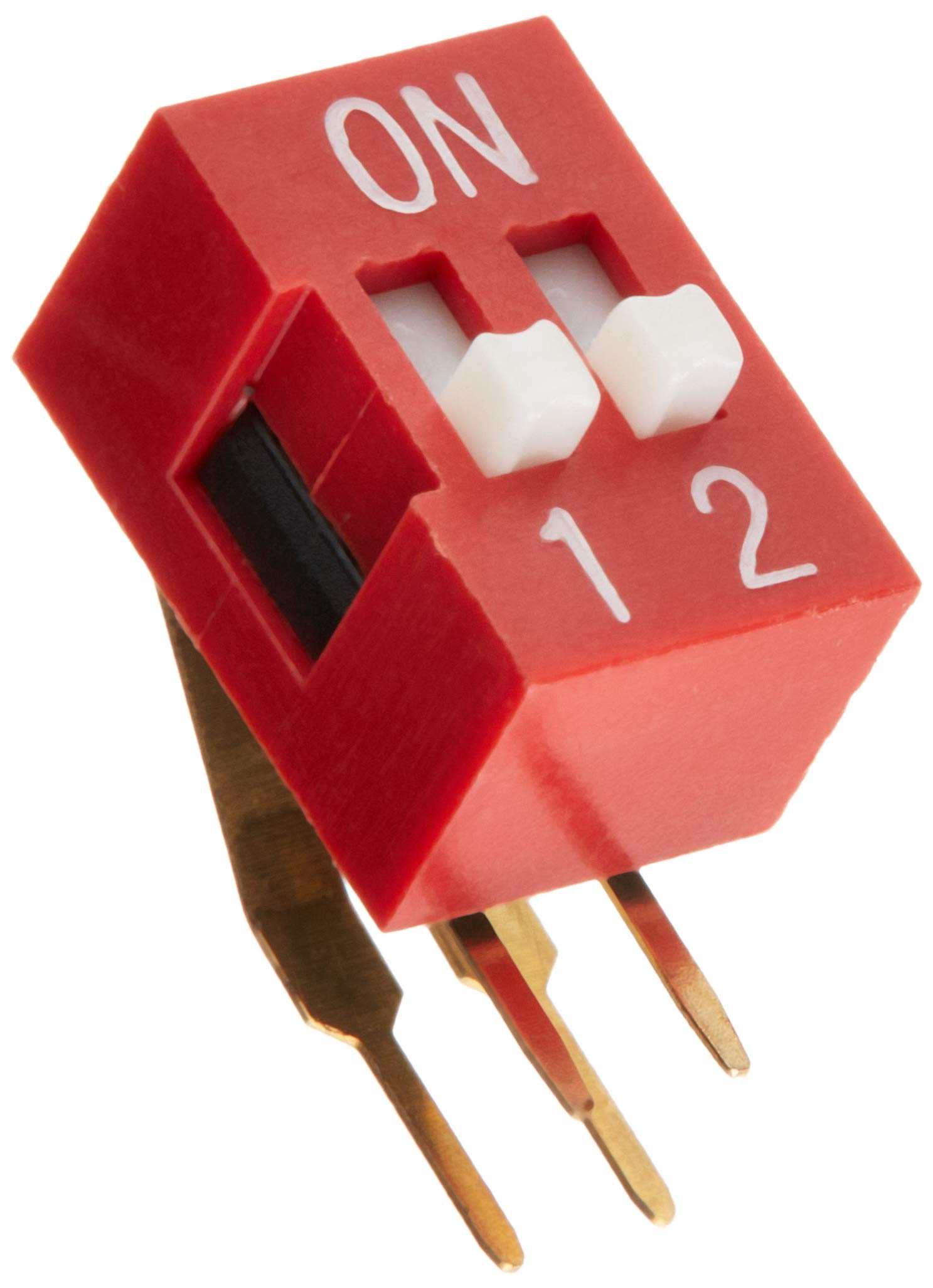 DeLock DIP Slide Switch 2-Digit 2.54 mm Grid Mass THT Angled Red Pack of 10